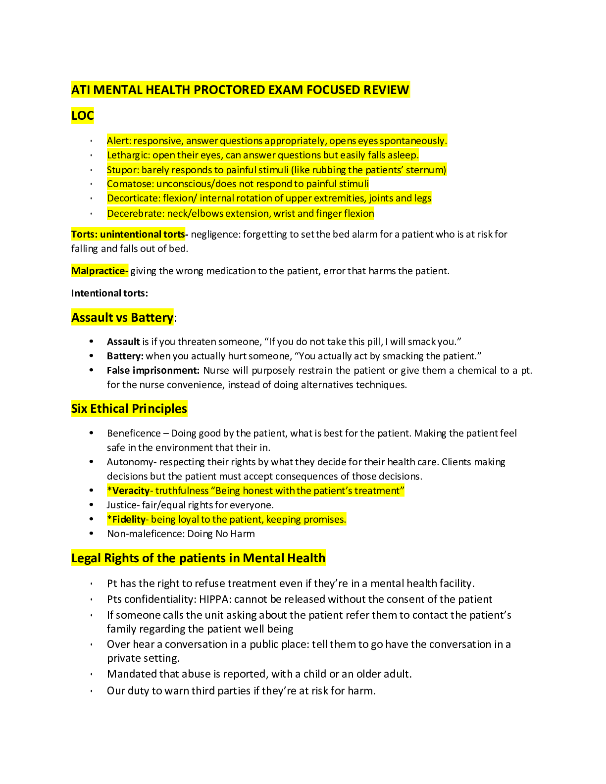 Preview image for ATI MENTAL HEALTH PROCTORED EXAM FOCUSED REVIEW